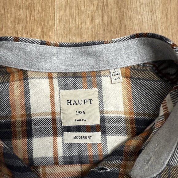 HAUPT FLANNEL SHIRT PLAID LONG SLEEVE MENS L BUTTON DOWN FALL AUTUMN LUMBERJACK - Picture 4 of 7